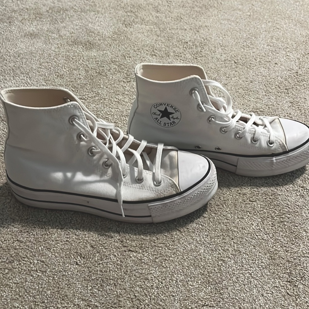 White platform high top converse women’s 8.5
